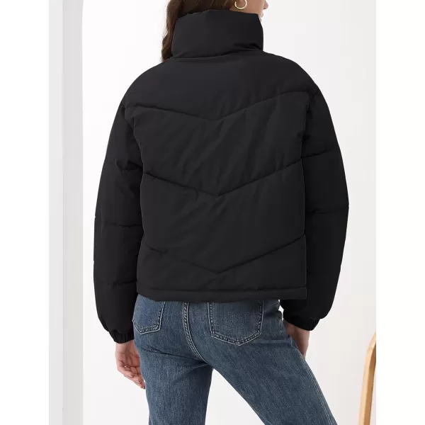 Gihuo Women's Oversized Puffer Jacket Long Sleeve Zip Up Stand Collar Winter Coats Quilted Padded Outerwear