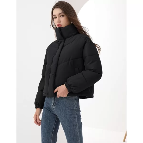 Gihuo Women's Oversized Puffer Jacket Long Sleeve Zip Up Stand Collar Winter Coats Quilted Padded Outerwear