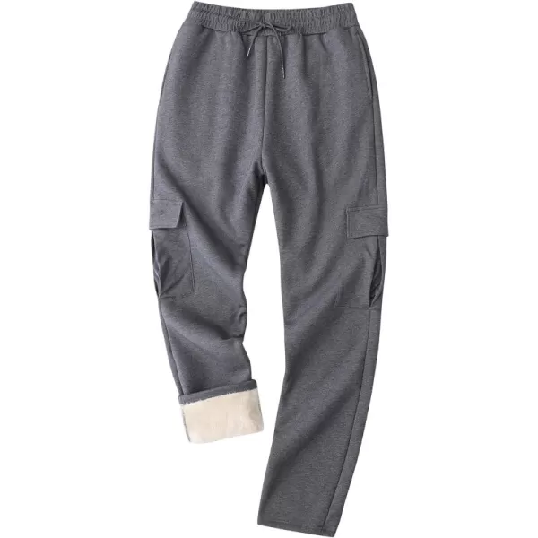 Gihuo Men's Fleece Pants Winter Sherpa Lined Sweatpants Thick Joggers Pants Open Bottom Track Pants