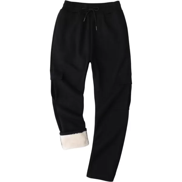 Gihuo Men's Fleece Pants Winter Sherpa Lined Sweatpants Thick Joggers Pants Open Bottom Track Pants