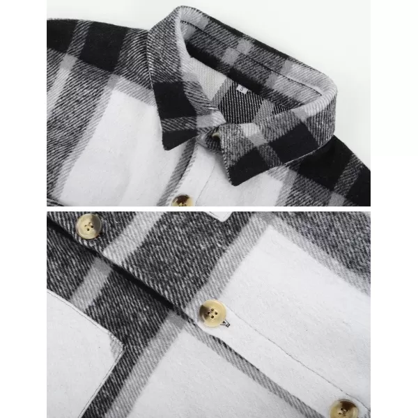 Gihuo Men's Plaid Shacket Jacket Casual Loose Long Sleeve Button Down Flannel Shirt