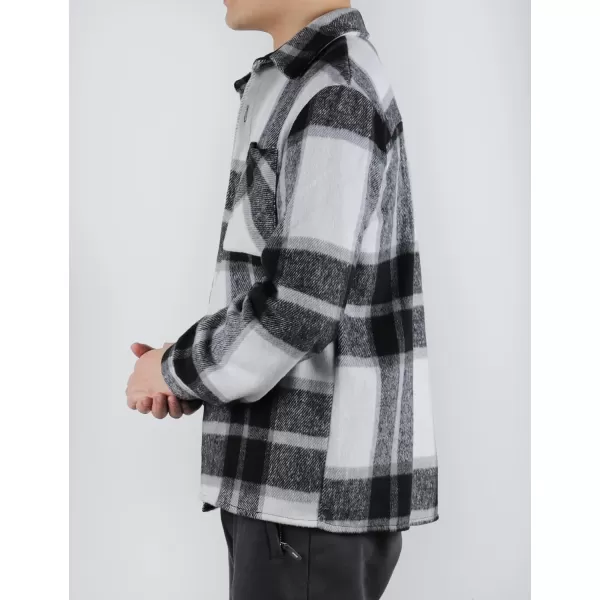 Gihuo Men's Plaid Shacket Jacket Casual Loose Long Sleeve Button Down Flannel Shirt