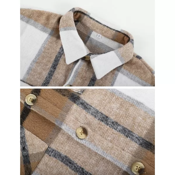 Gihuo Men's Plaid Shacket Jacket Casual Loose Long Sleeve Button Down Flannel Shirt