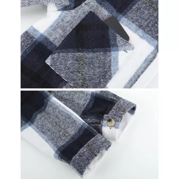 Gihuo Men's Plaid Shacket Jacket Casual Loose Long Sleeve Button Down Flannel Shirt