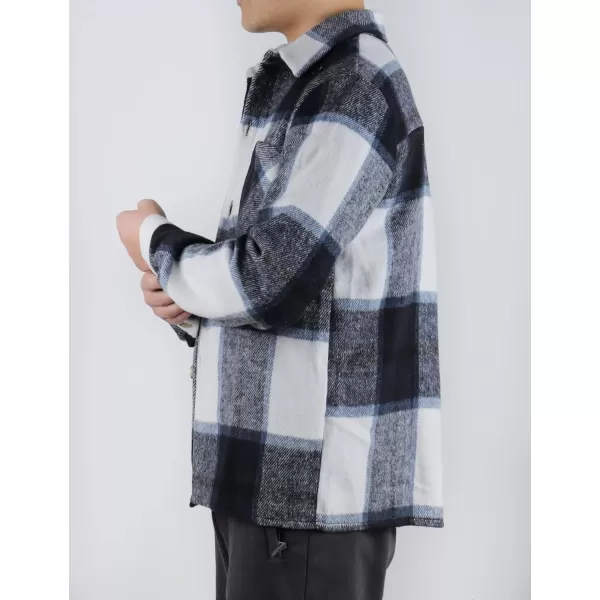 Gihuo Men's Plaid Shacket Jacket Casual Loose Long Sleeve Button Down Flannel Shirt