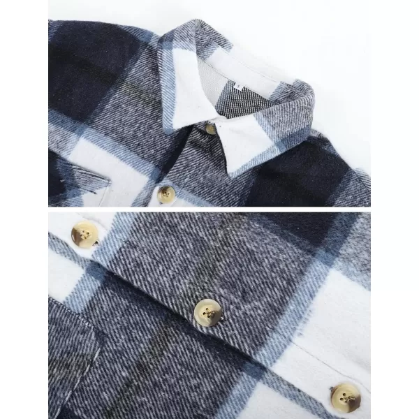 Gihuo Men's Plaid Shacket Jacket Casual Loose Long Sleeve Button Down Flannel Shirt