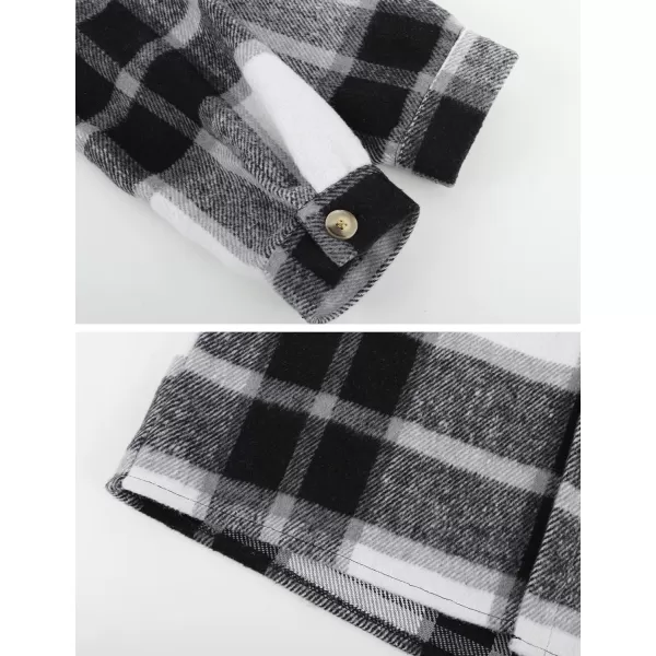 Gihuo Men's Plaid Shacket Jacket Casual Loose Long Sleeve Button Down Flannel Shirt