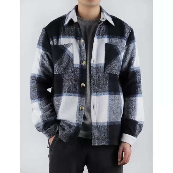 Gihuo Men's Plaid Shacket Jacket Casual Loose Long Sleeve Button Down Flannel Shirt