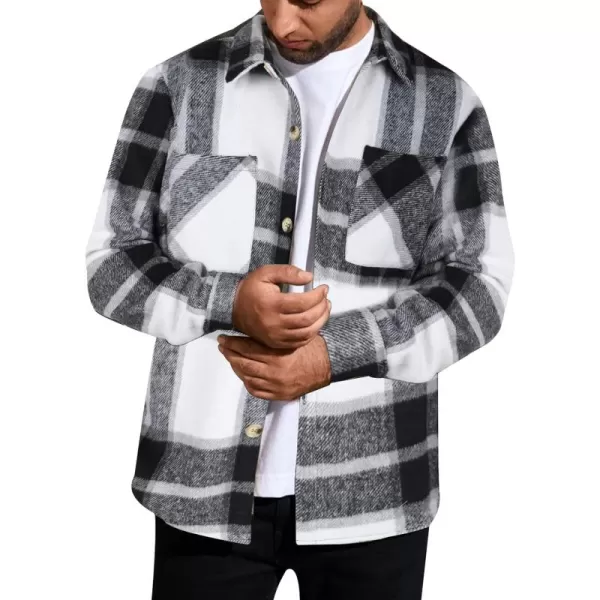 Gihuo Men's Plaid Shacket Jacket Casual Loose Long Sleeve Button Down Flannel Shirt