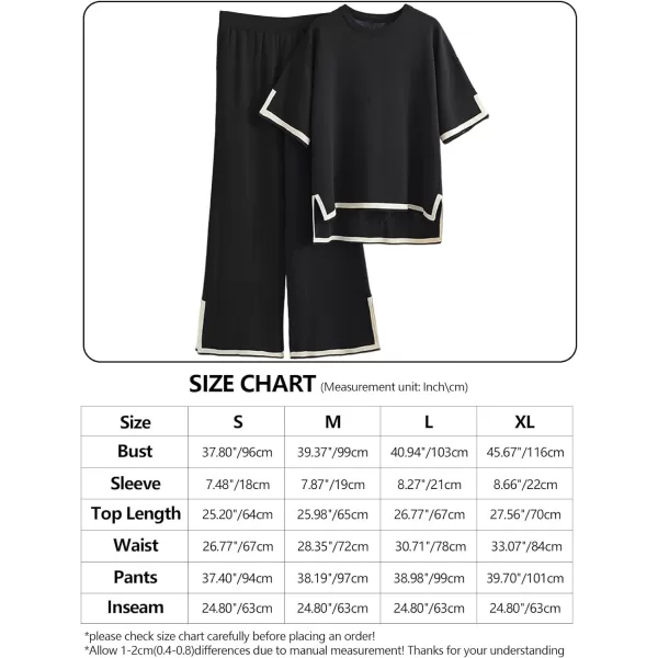 Gihuo Women Sweater Sets 2 Piece Outfits Knit Lounge Sets Short Sleeve Tops Wide Leg Pants Matching Travel Tracksuit