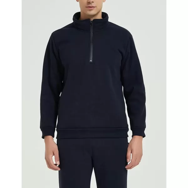 imageGihuo Mens Quarter Zipper Fleece Sherpa Lined Sweatshirt Winter Warm Thick Fashion Pullover Tops LoungewearDarkblue