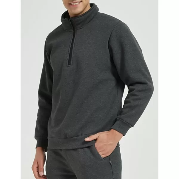imageGihuo Mens Quarter Zipper Fleece Sherpa Lined Sweatshirt Winter Warm Thick Fashion Pullover Tops LoungewearGrey