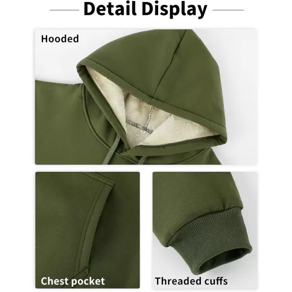 imageGihuo Mens Warm Crewneck Sherpa Lined Fleece Sweatshirt Pullover Tops02 Army