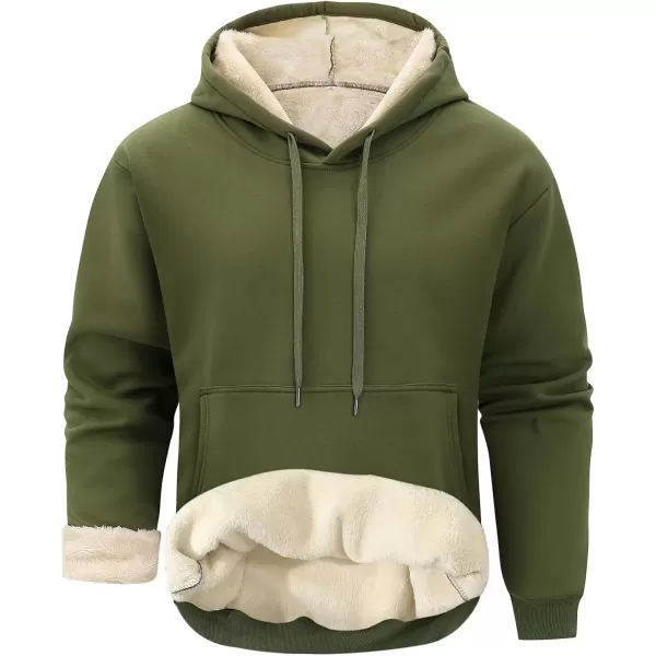 imageGihuo Mens Warm Crewneck Sherpa Lined Fleece Sweatshirt Pullover Tops02 Army