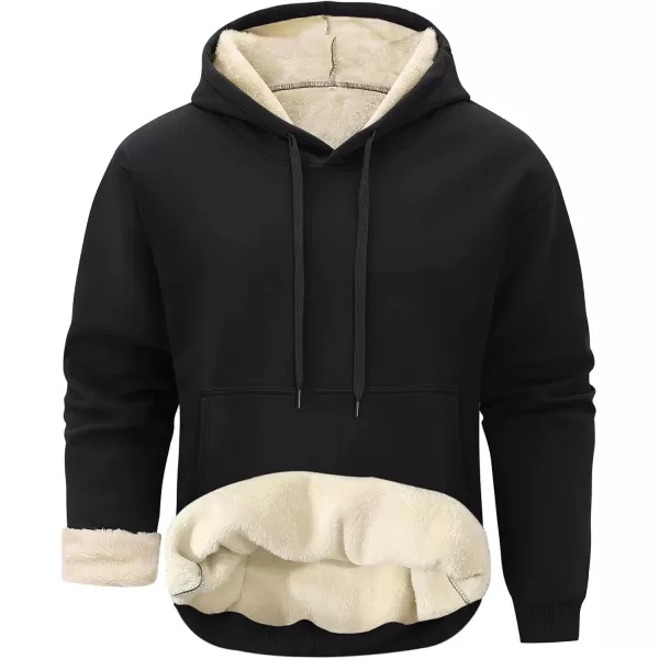 imageGihuo Mens Warm Crewneck Sherpa Lined Fleece Sweatshirt Pullover Tops02 Black