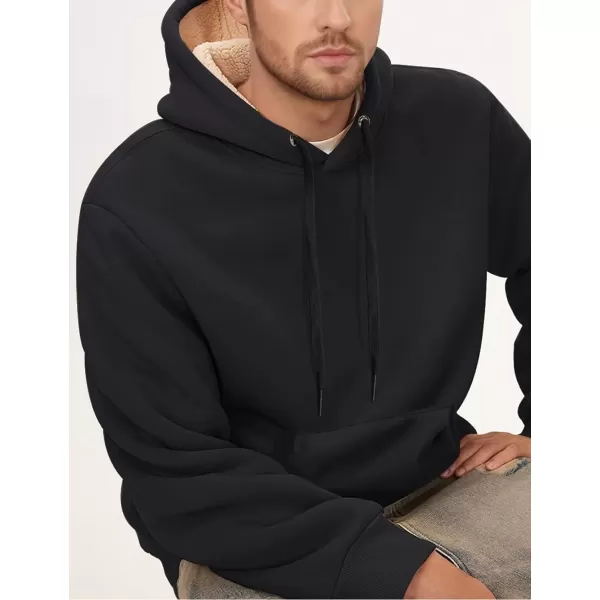 imageGihuo Mens Warm Crewneck Sherpa Lined Fleece Sweatshirt Pullover Tops02 Black