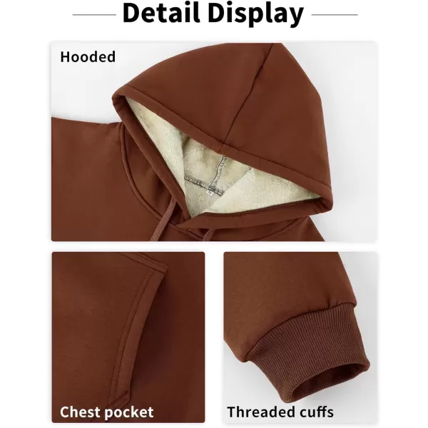 imageGihuo Mens Warm Crewneck Sherpa Lined Fleece Sweatshirt Pullover Tops02 Brown