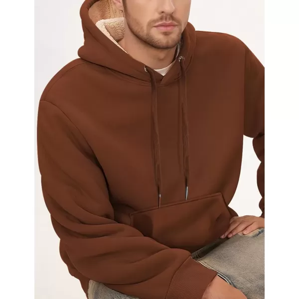 imageGihuo Mens Warm Crewneck Sherpa Lined Fleece Sweatshirt Pullover Tops02 Brown