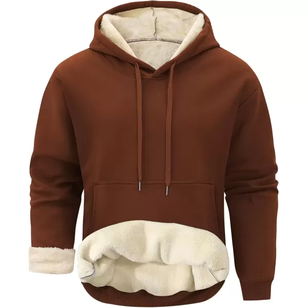imageGihuo Mens Warm Crewneck Sherpa Lined Fleece Sweatshirt Pullover Tops02 Brown