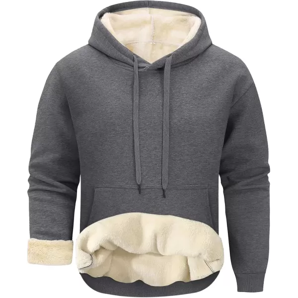 imageGihuo Mens Warm Crewneck Sherpa Lined Fleece Sweatshirt Pullover Tops02 Darkgrey