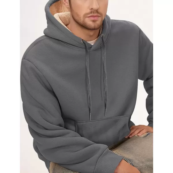 imageGihuo Mens Warm Crewneck Sherpa Lined Fleece Sweatshirt Pullover Tops02 Darkgrey