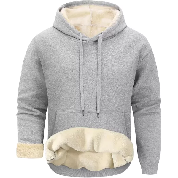 imageGihuo Mens Warm Crewneck Sherpa Lined Fleece Sweatshirt Pullover Tops02 Light Grey