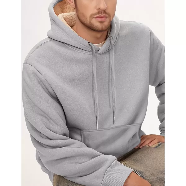 imageGihuo Mens Warm Crewneck Sherpa Lined Fleece Sweatshirt Pullover Tops02 Light Grey