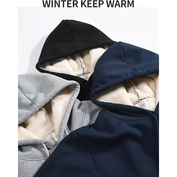 imageGihuo Mens Warm Crewneck Sherpa Lined Fleece Sweatshirt Pullover Tops02 Navy