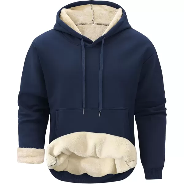 imageGihuo Mens Warm Crewneck Sherpa Lined Fleece Sweatshirt Pullover Tops02 Navy