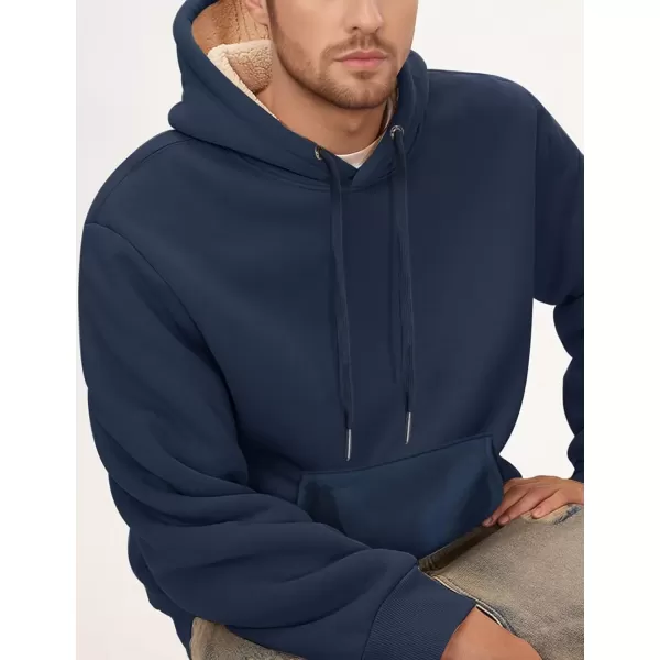 imageGihuo Mens Warm Crewneck Sherpa Lined Fleece Sweatshirt Pullover Tops02 Navy