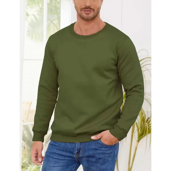 imageGihuo Mens Warm Crewneck Sherpa Lined Fleece Sweatshirt Pullover TopsArmygreen