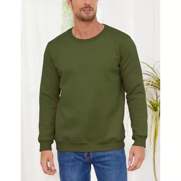imageGihuo Mens Warm Crewneck Sherpa Lined Fleece Sweatshirt Pullover TopsArmygreen