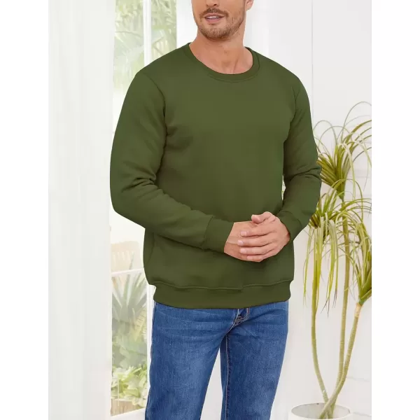 imageGihuo Mens Warm Crewneck Sherpa Lined Fleece Sweatshirt Pullover TopsArmygreen