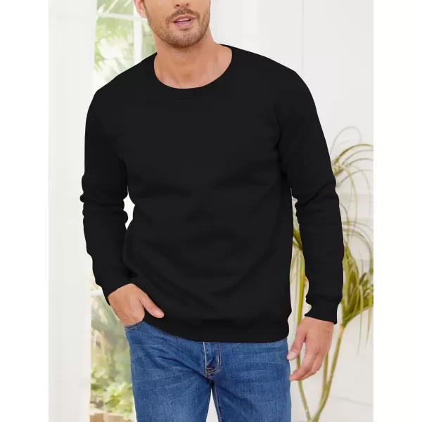 imageGihuo Mens Warm Crewneck Sherpa Lined Fleece Sweatshirt Pullover TopsBlack
