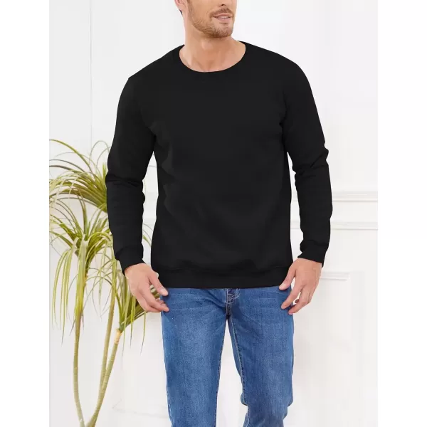 imageGihuo Mens Warm Crewneck Sherpa Lined Fleece Sweatshirt Pullover TopsBlack