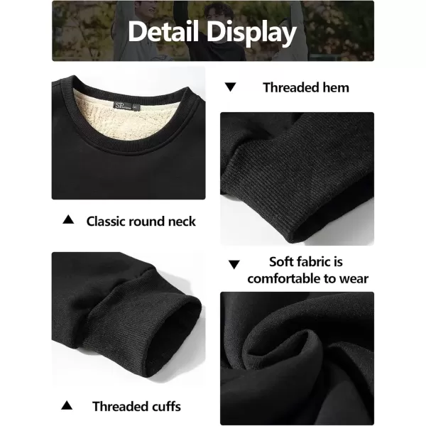 imageGihuo Mens Warm Crewneck Sherpa Lined Fleece Sweatshirt Pullover TopsBlack