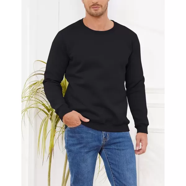 imageGihuo Mens Warm Crewneck Sherpa Lined Fleece Sweatshirt Pullover TopsBlack