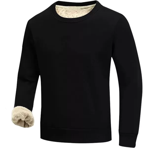 imageGihuo Mens Warm Crewneck Sherpa Lined Fleece Sweatshirt Pullover TopsBlack