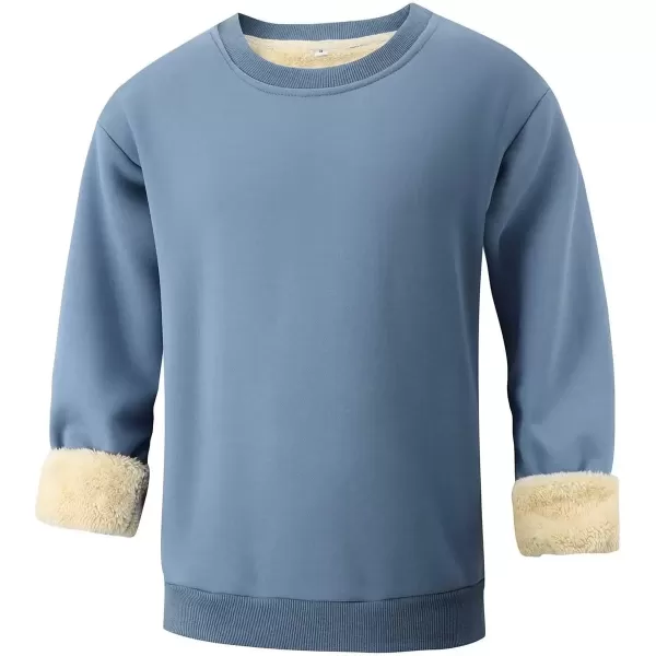 imageGihuo Mens Warm Crewneck Sherpa Lined Fleece Sweatshirt Pullover TopsBlue