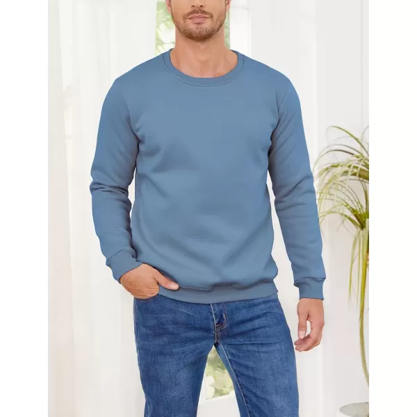 imageGihuo Mens Warm Crewneck Sherpa Lined Fleece Sweatshirt Pullover TopsBlue