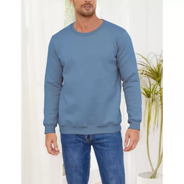 imageGihuo Mens Warm Crewneck Sherpa Lined Fleece Sweatshirt Pullover TopsBlue
