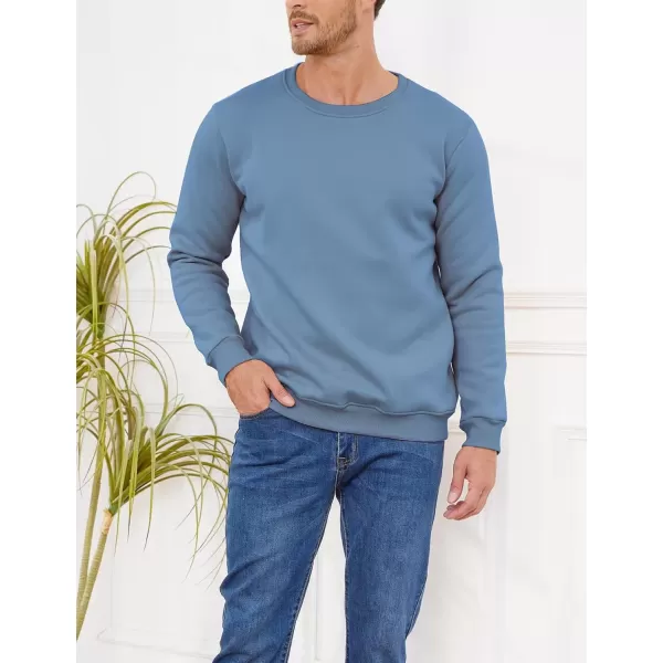 imageGihuo Mens Warm Crewneck Sherpa Lined Fleece Sweatshirt Pullover TopsBlue