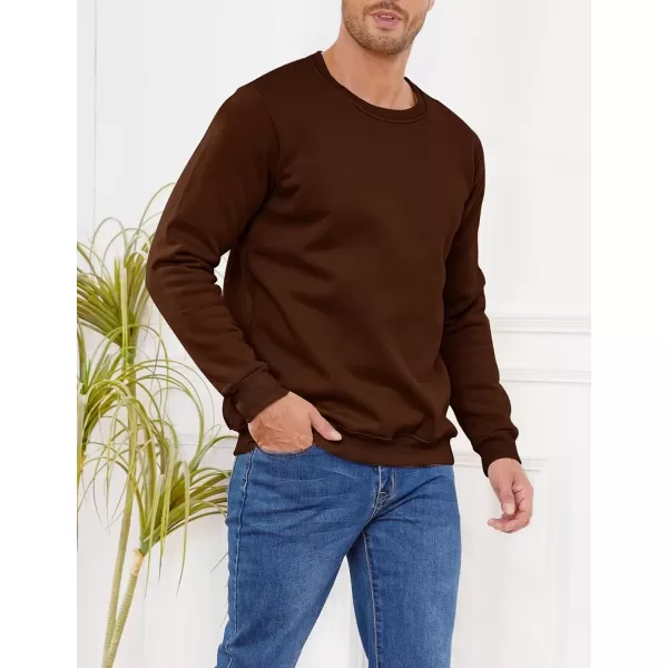 imageGihuo Mens Warm Crewneck Sherpa Lined Fleece Sweatshirt Pullover TopsBrown