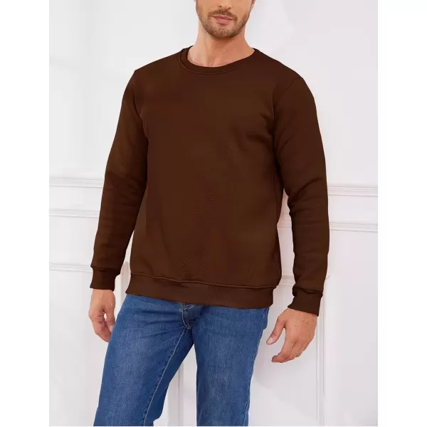 imageGihuo Mens Warm Crewneck Sherpa Lined Fleece Sweatshirt Pullover TopsBrown