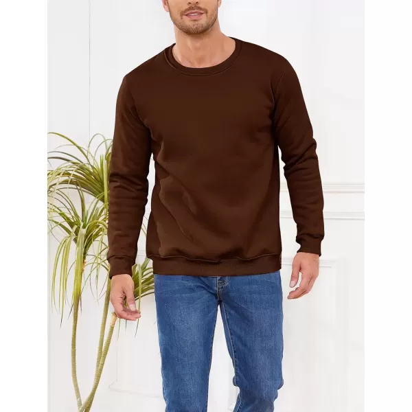 imageGihuo Mens Warm Crewneck Sherpa Lined Fleece Sweatshirt Pullover TopsBrown
