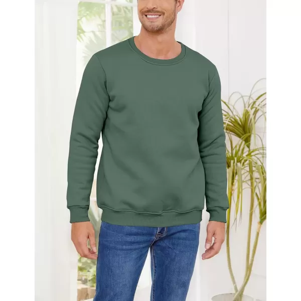 imageGihuo Mens Warm Crewneck Sherpa Lined Fleece Sweatshirt Pullover TopsGreen