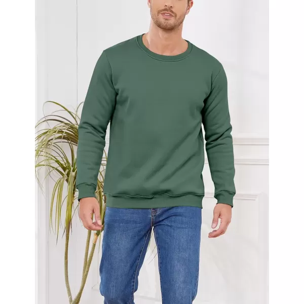 imageGihuo Mens Warm Crewneck Sherpa Lined Fleece Sweatshirt Pullover TopsGreen