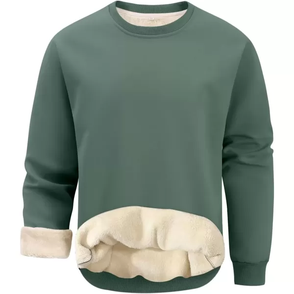 imageGihuo Mens Warm Crewneck Sherpa Lined Fleece Sweatshirt Pullover TopsGreen