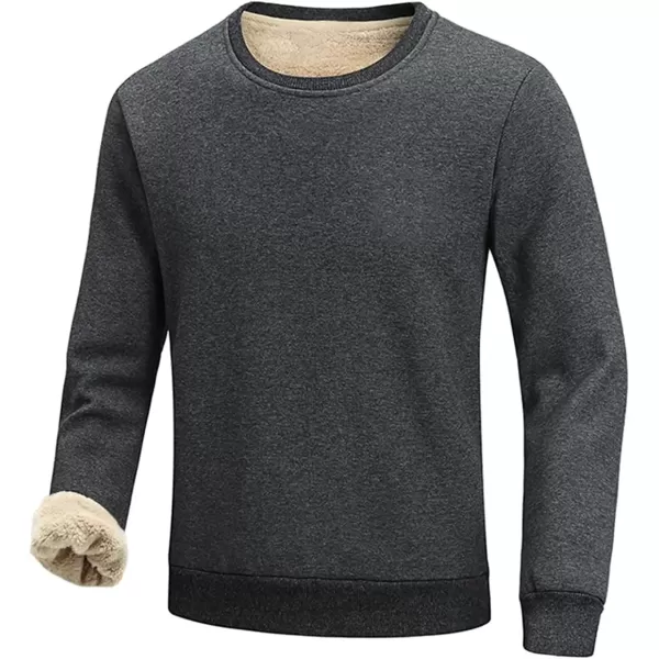 imageGihuo Mens Warm Crewneck Sherpa Lined Fleece Sweatshirt Pullover TopsGrey