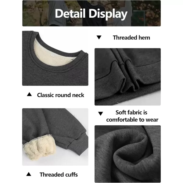 imageGihuo Mens Warm Crewneck Sherpa Lined Fleece Sweatshirt Pullover TopsGrey